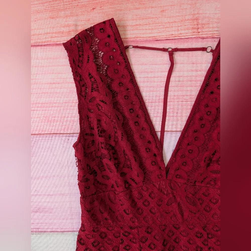 Free People Burgundy One Million Lovers Lace Mini Dress‎ 12 Party Night Out